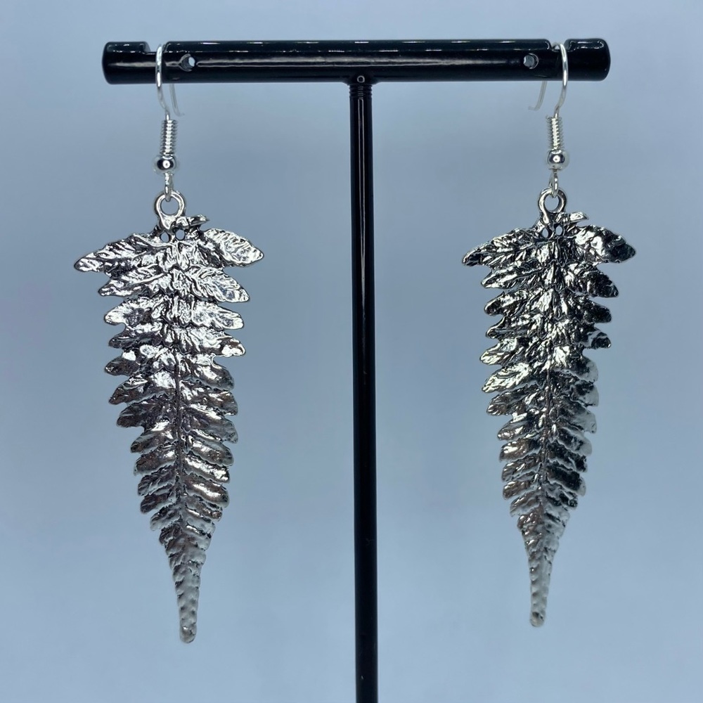 Silver fern earrings